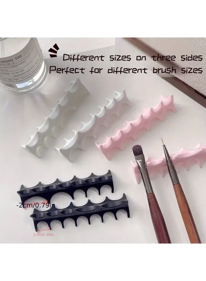 Pink Non Slip Silicone Pen Holder Mount 3 Sided Organizer For Desk Office Art Supplies - Image 1
